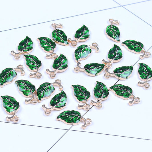 10pcs/lot Metal Drip Oil Leaf Plant Pendants for DIY Making Earrings Necklaces Jewelry DIY Accessories Wholesale