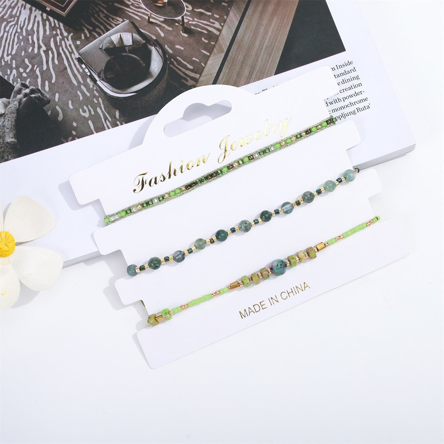3 Pieces Handmade Weave Adjustable Rope Chain Crystal Charms Bracelets Wrap Charms Bracelet Wristband Jewelry for Women Girls