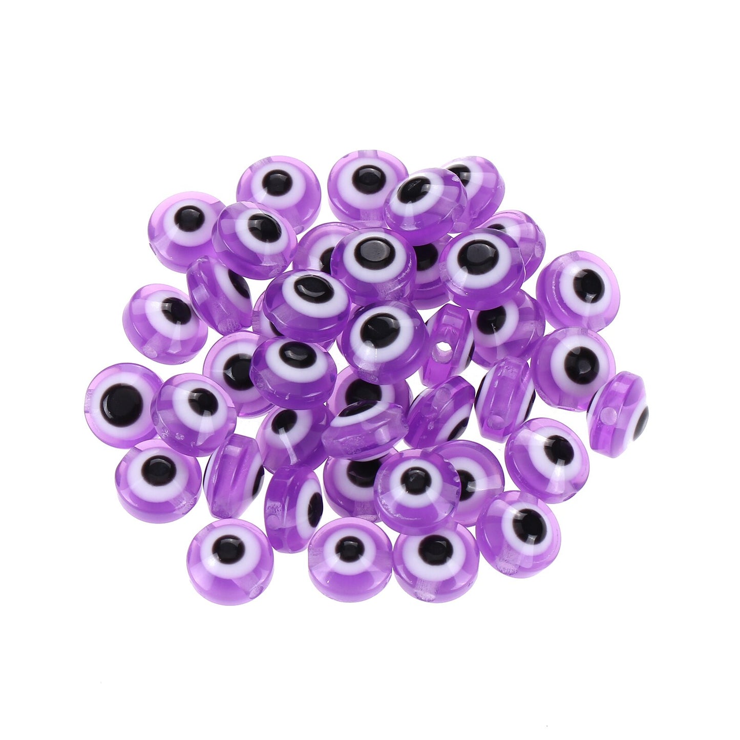 100pcs Evil Eye Beads Royal Blue Resin Lampwork Evil Eye 8MM Beads with Elastic Rope for DIY Crafts Making Accessories