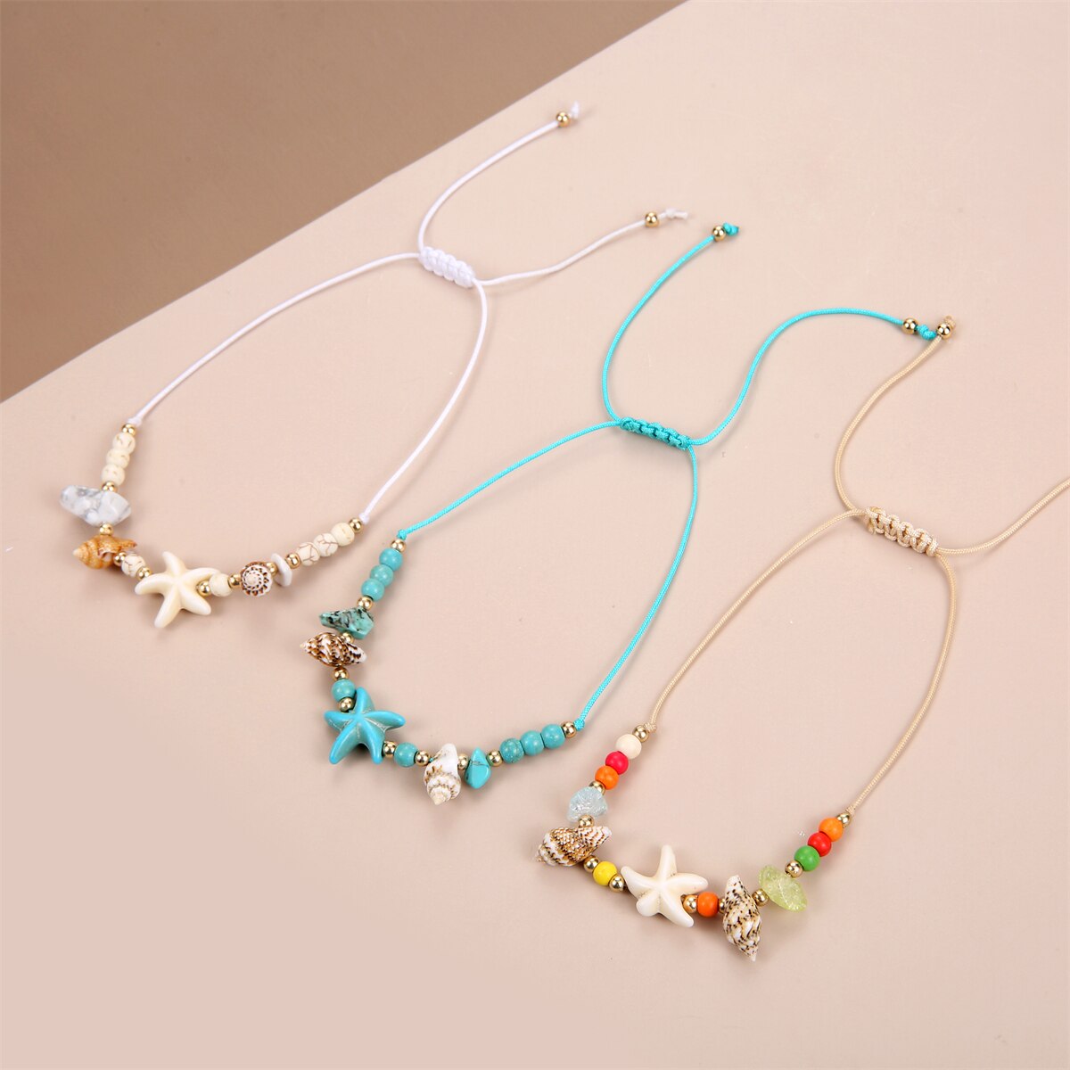 12pcs Shell Bracele Conch Anklets for Women Turquoise Summer Beach Foot Chains Charms Bracelets Wholesale