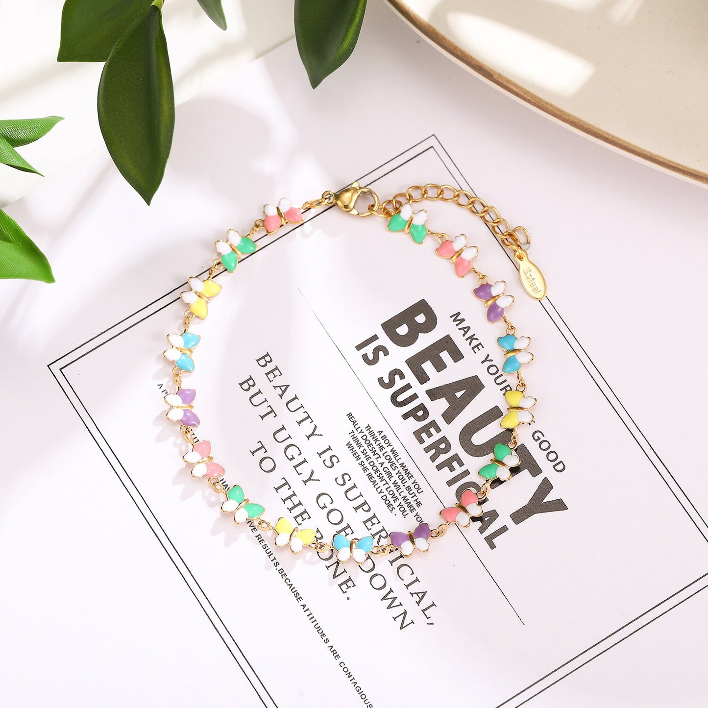 Stainless Steel Oil Drip Heart Sunflower Daisy Pendant Bracelets for Women Men Titanium Chain Minimalist Waterproof Jewelry