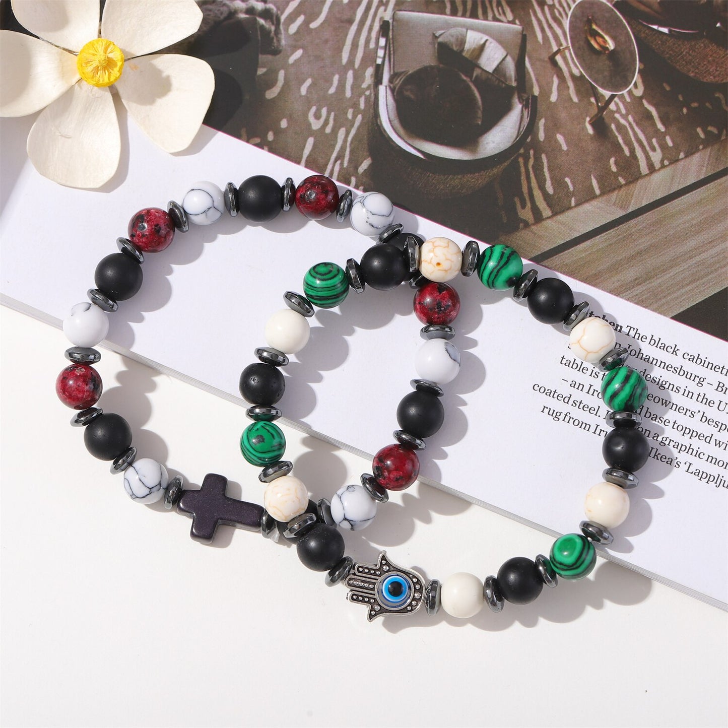 Fashion Turkish Evil Eye Bracelet Murano Glass Turkish Eye Bead Bracelet for Women Men Natural Stone Beads Chain Wrist Jewelry