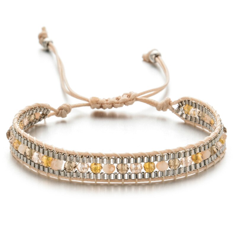 Bohemia Weave Bracelets for Women Adjustable Rope Chain Crystal Charms Braided Yoga Bracelet Bangle Jewelry Gift Wholesale