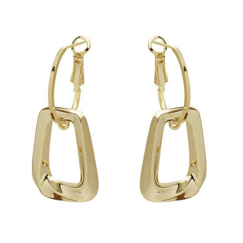 Korean Geometric Drop Earrings for Women Girls 2023 New Plated Gold Color Earrings Light Luxury Niche High-end Cold Wind Earring