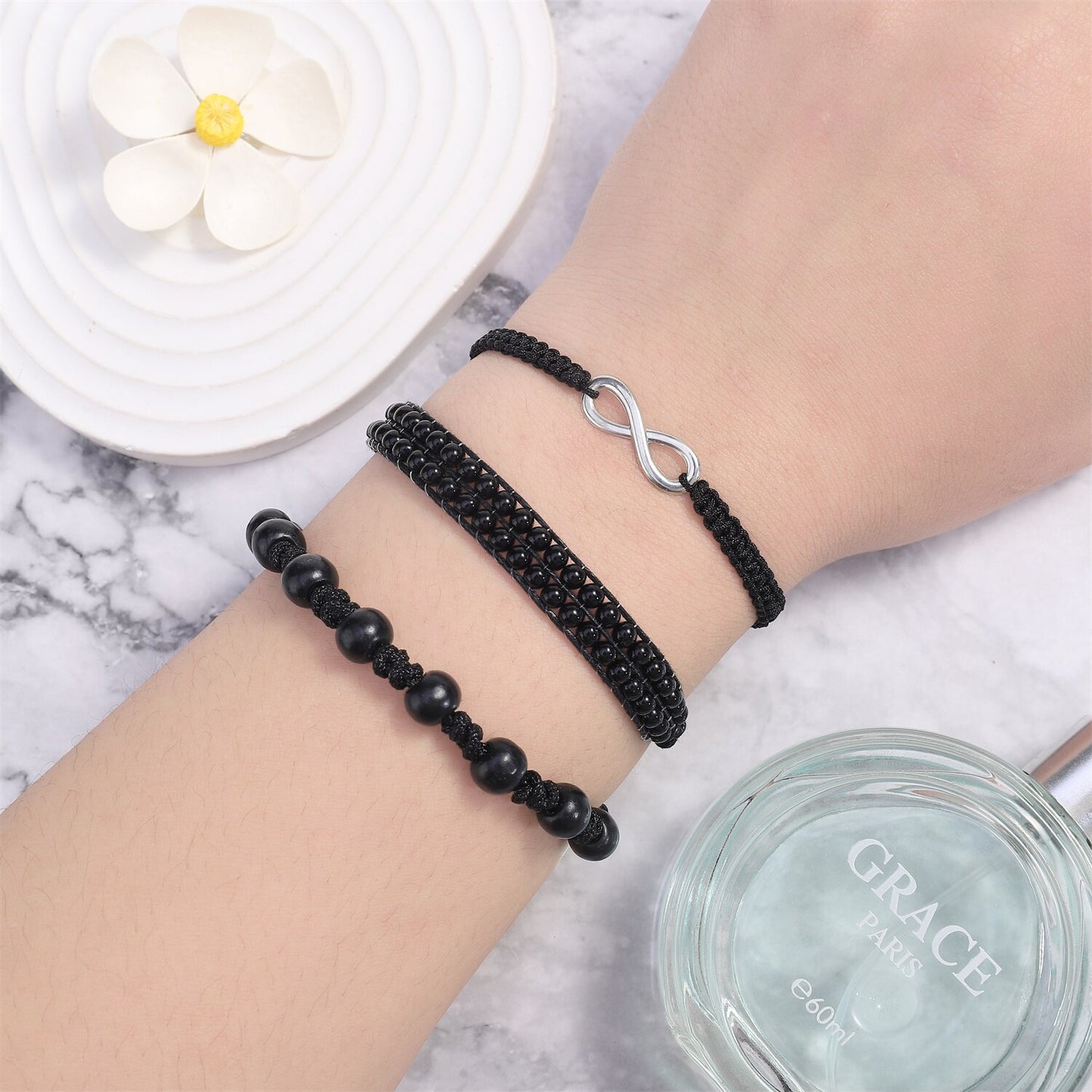 3 Pieces Surfer Wave Bracelet Ocean Wave Adjustable Waterproof Handmade Summer Shell Bracelets Anklets Jewelry for Women