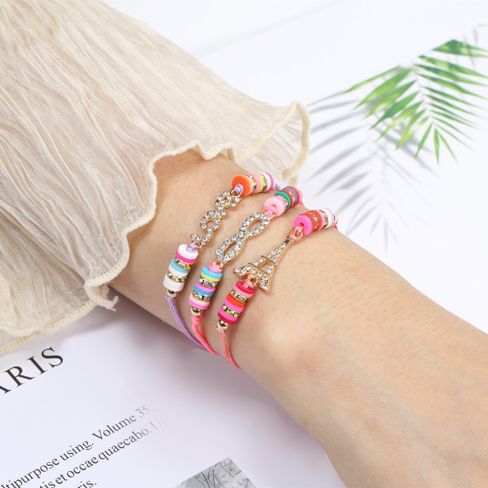 12 Pieces Lot Full Rhinestone Charm Bracelets Set Women Children Heart Turtle Pendant Friendship Pulsera Wristband Jewelry