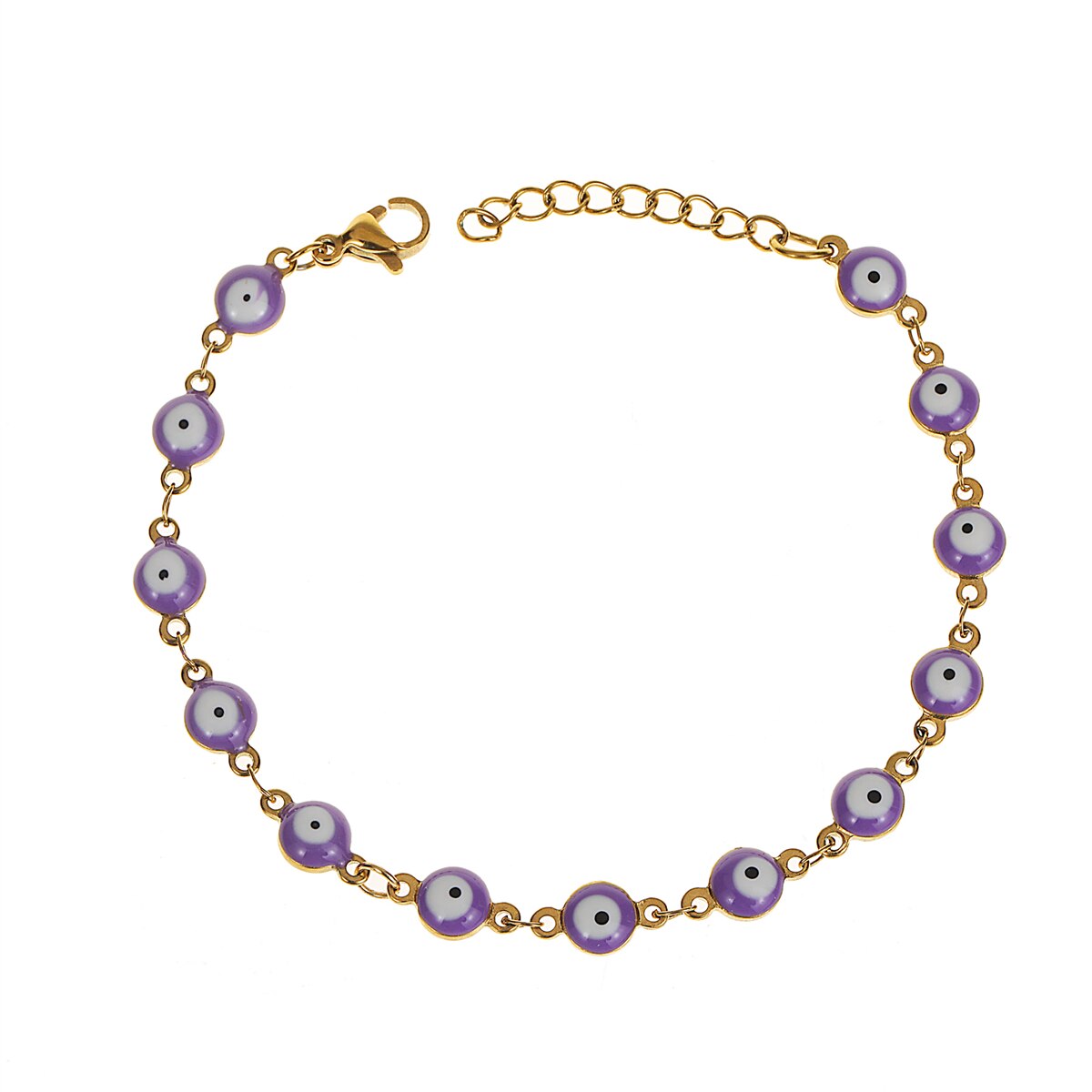 Stainless Steel Bracelets for Women Men Plated Gold Color Chain Simple Evil Eye Amulet Jewelry Gift