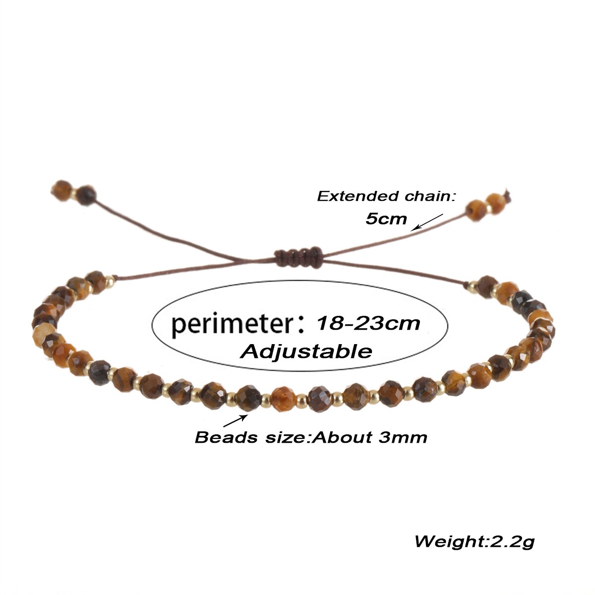 3mm Natural Stone Faceted Crystal Beads Bracelet for Women Men Crystal Quartzs Surf Anklets Jewelry Elastic Bangle Bracelets