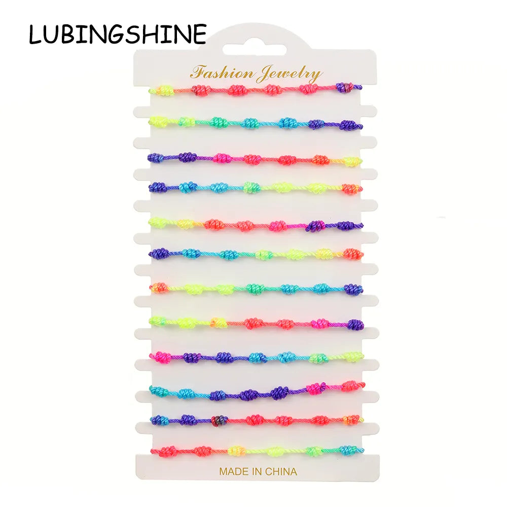 12pcs Handmade Colorful 7 Knots Rope Bracelet Unisex Adjustable Braided Rope Charm Friendship Bracelet Jewelry Gift Wholesale