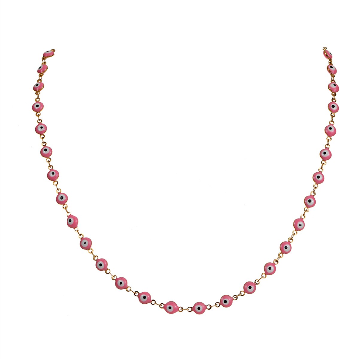 Simple Fashion Evil Eye Beads Chain Choker Necklace for Women Girls Gold Color Stainless Steel Necklace Jewelry Accessories