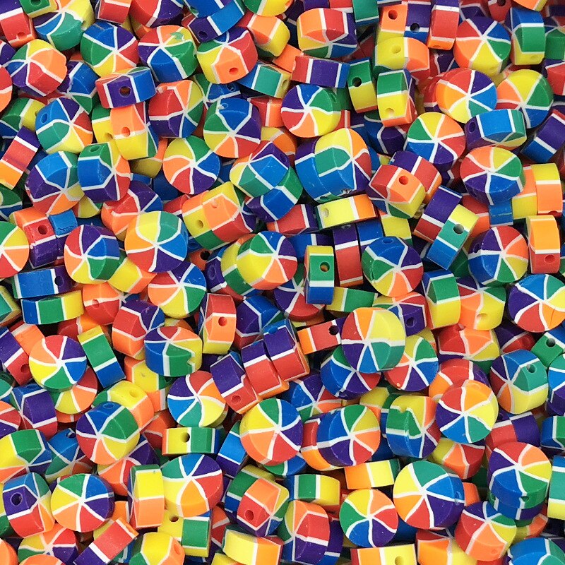 100pcs Colorful Rainbow Pinwheel Clay Beads for Jewelry Making DIY Charms Necklace Anklet Bracelet Accessories Wholesale