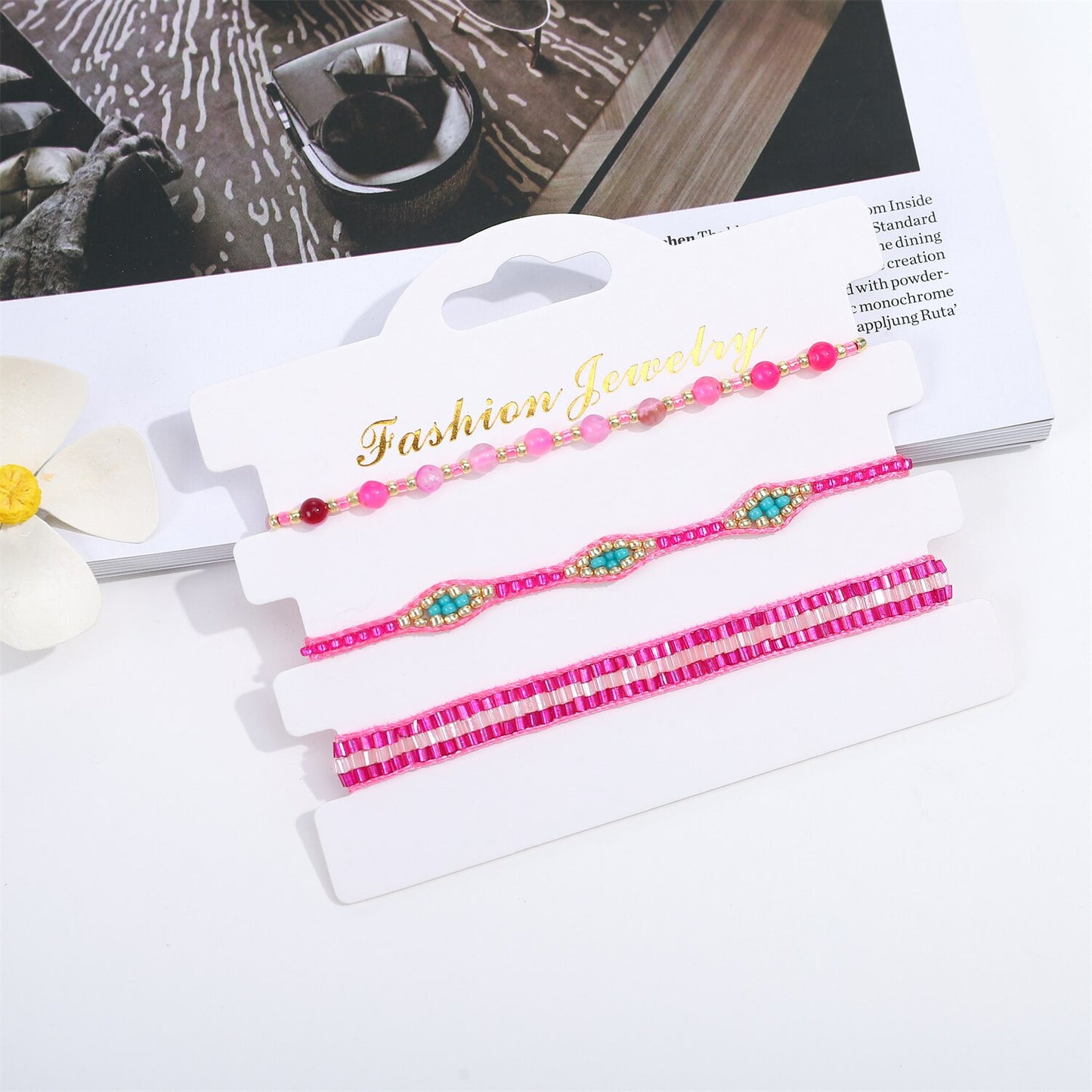 3pcs/set Boho Friendship Bracelets for Teen Girls Fashion Jewelry Handmade Woven Rope Chain Bobo Bangles Anklets Wholesale
