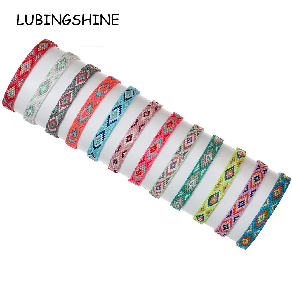 12pcs/lot Nepali Braided Bracelet for Kids Girls Adjustable Handmade Wave Bracelet Anklet Wristband Cuff Jewelry Gifts