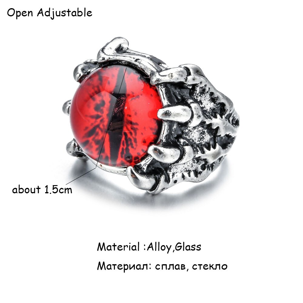 Vintage Midi Finger Dragon Claw Rings for Women Men Evil Eye Silver Color Punk Open Adjustable Knuckle Ring Party Jewelry Gift