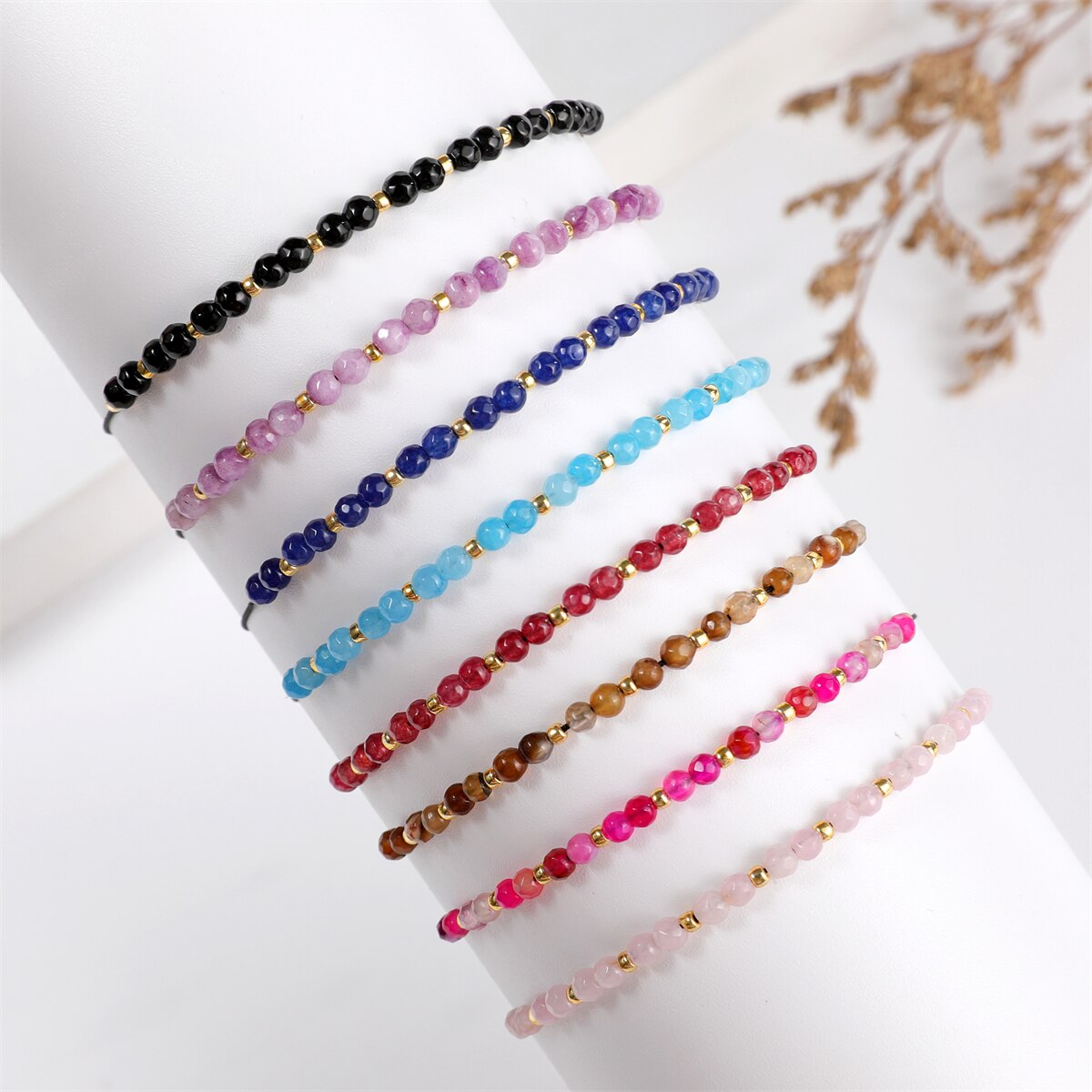 Faceted Crystal Beads Natural Stone Harms Bracelet Women Men Boho Adjustable Hand Braided Chain Healing Yoga Jewelry