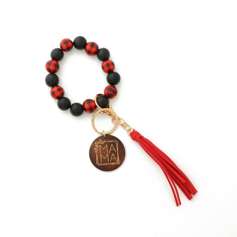 2023 New Leopard Print Wooden Bead Hand Beads Spotted Wooden Bead Bracelet Handmade Tassel Bracelets Keychain