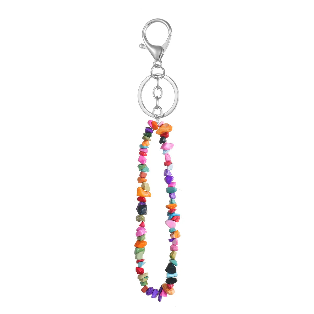 Natural Stone Mobile Phone Chain for Men Women Gravel Amethyst Quartz Stone Keychain Anti-lost Lanyard Bag Charm