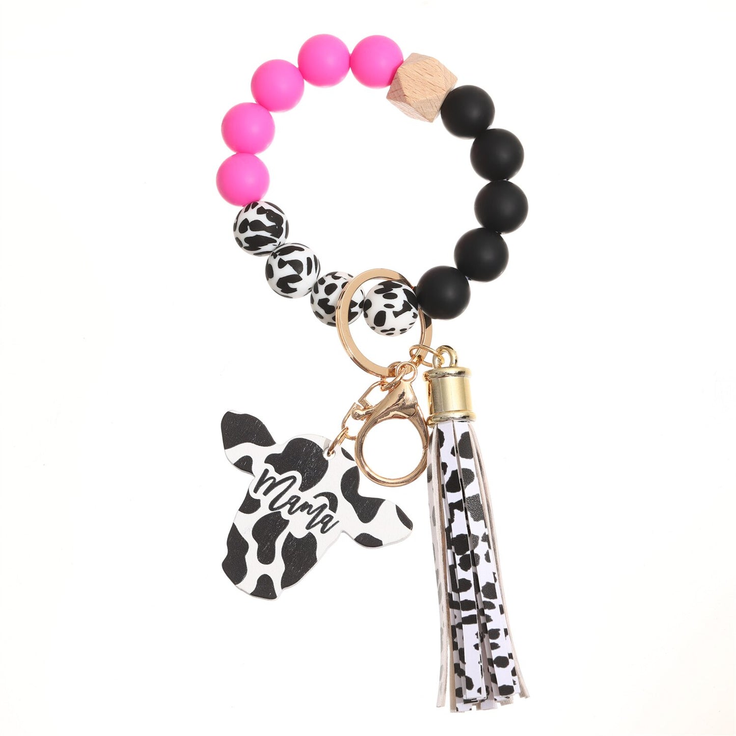 New Trendy Elegant Silicone Beads Bracelets Bangles for Women Key Chain Keychain Candy Color Large Beaded Bangle Charm Jewelry