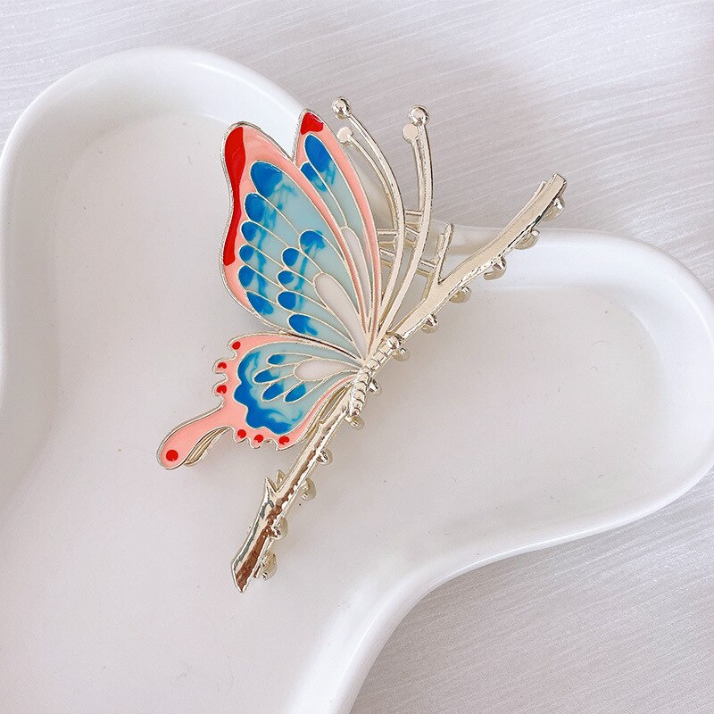Romantic Colorful Butterfly Hair Clip Headwear for Women Girls Ponytail Holder Hairpins Decorative Accessories Jewelry