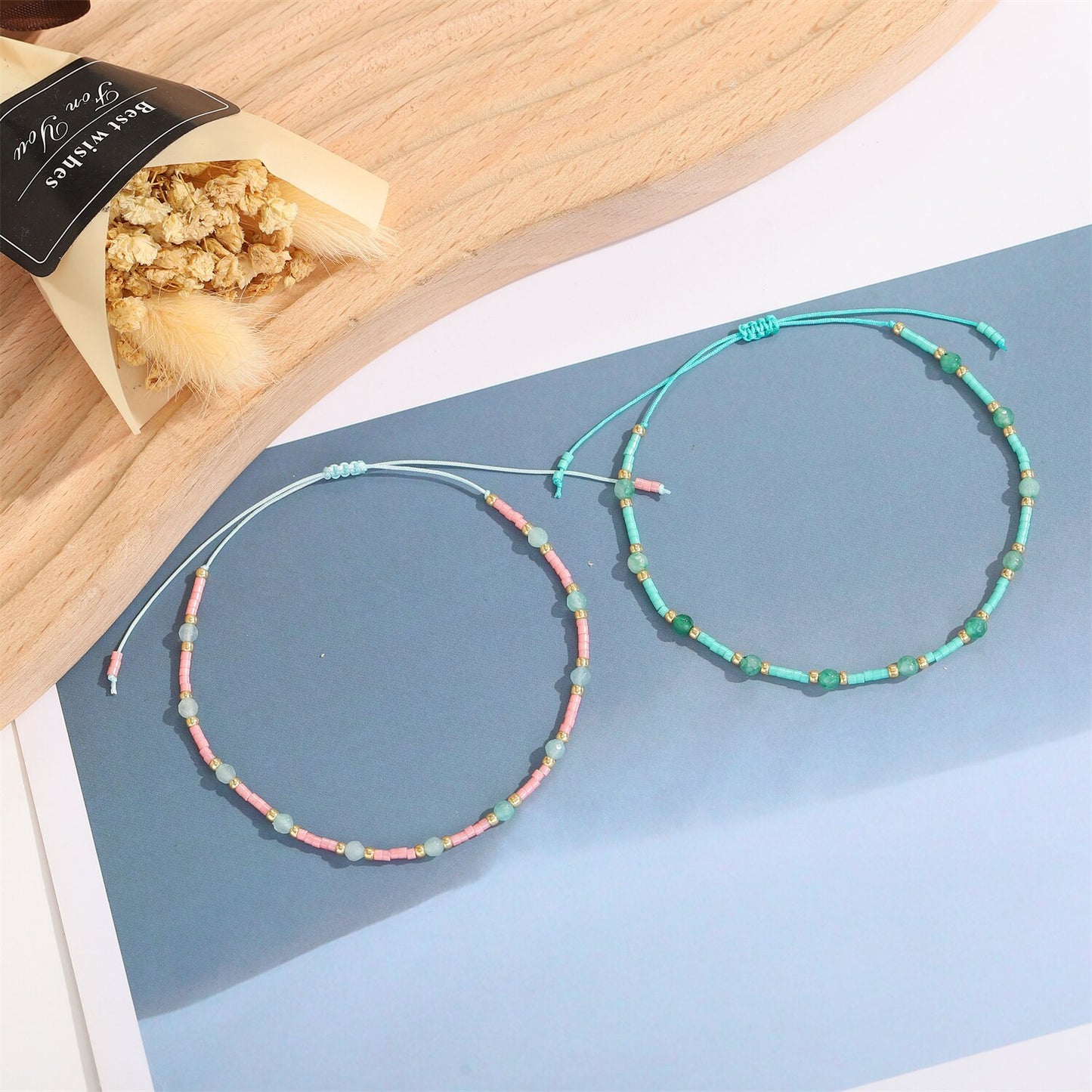 12pcs/lot Natural Stone Crystal Beads Bracelets Women Adjustable Handmade Woven Chain Charms Braided Bracelet Jewelry Wholesale