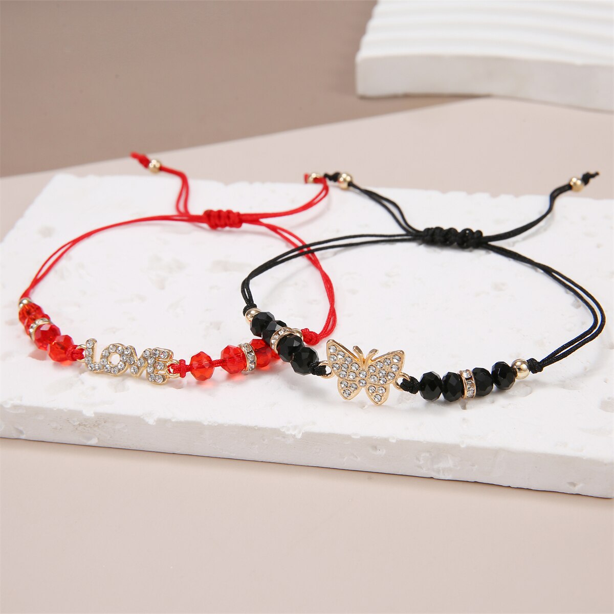 12pcs/lot Butterfly Turtle Charms Knitted Bracelet for Women Adjustable Infinite Love Crystal Beads Bracelets Anklet Jewelry