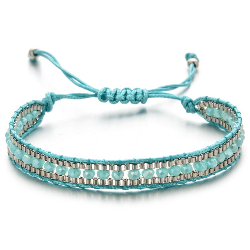 Bohemia Weave Bracelets for Women Adjustable Rope Chain Crystal Charms Braided Yoga Bracelet Bangle Jewelry Gift Wholesale