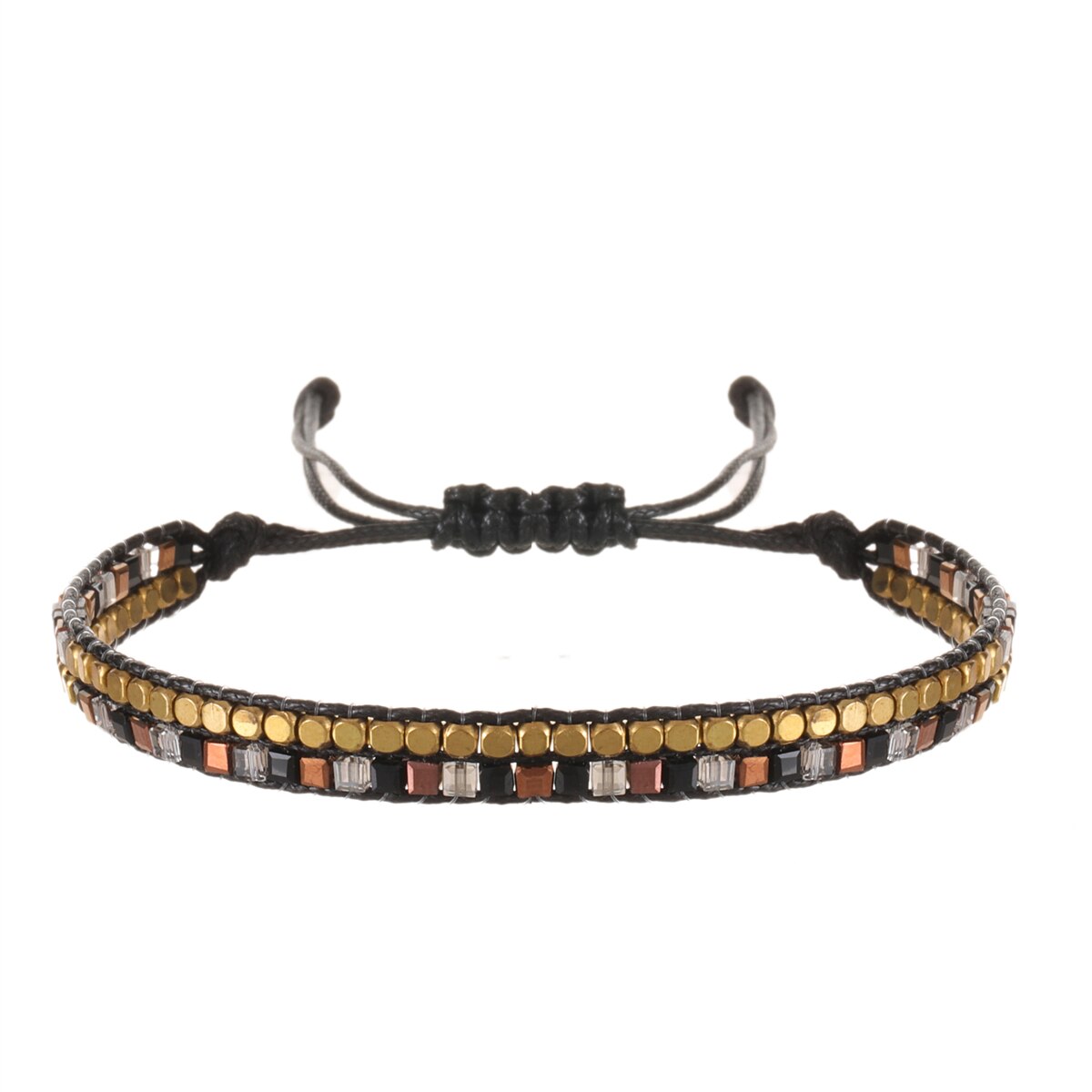 Multilayer Ethnic Glass Beads Adjustable Charm Bracelets Braided Rope Yoga Bracelet for Men Women Wristband Boho Jewelry Gift