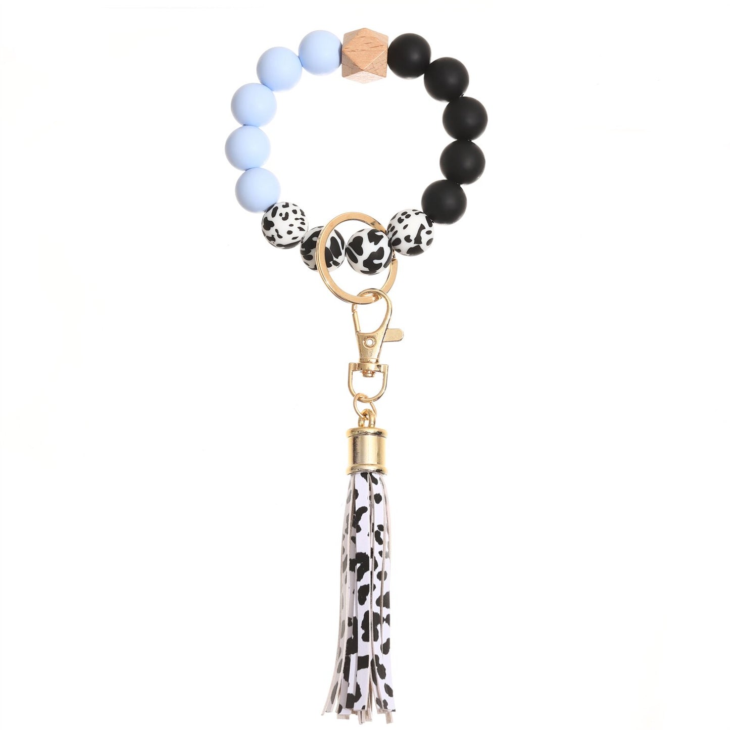 Trendy Silicone Beads Bracelets Bangles with Key Chain Candy Color Large Wristband Cuffs Beaded Bangle for Women