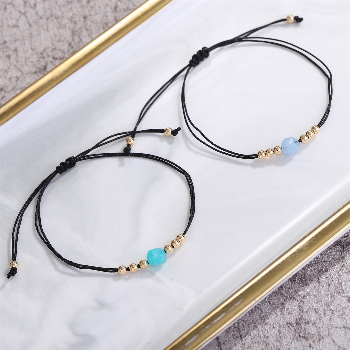 12pcs/lot Natural Stone Faceted Beads Braided Bracelets for Women Adjustable Rope Chain Anklets Beach Handmade Wristband Jewelry