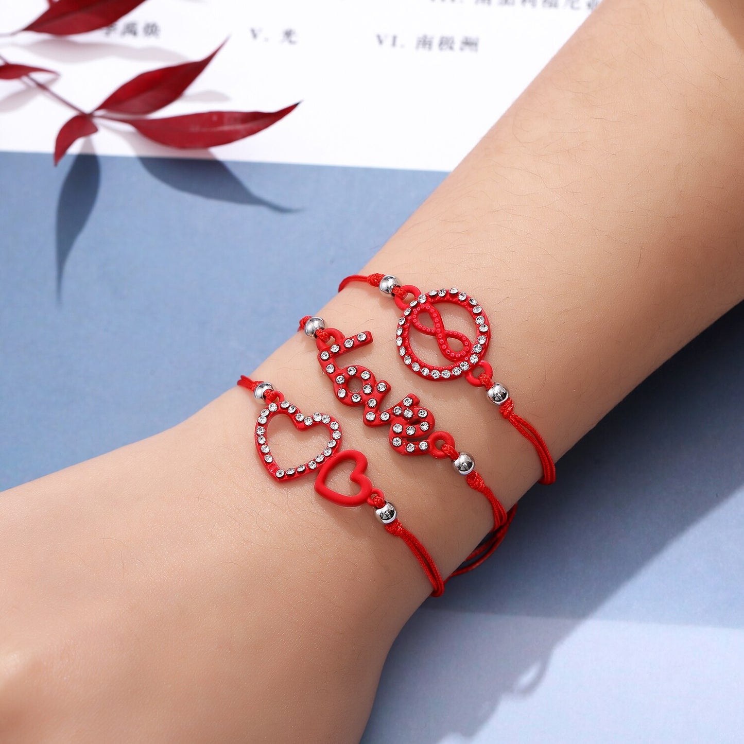 12pcs/Sets Infinite Love Turtle Woman Braided Adjustable Heart Pendant Charms Bracelet for Child Anklets Handmade Jewelry