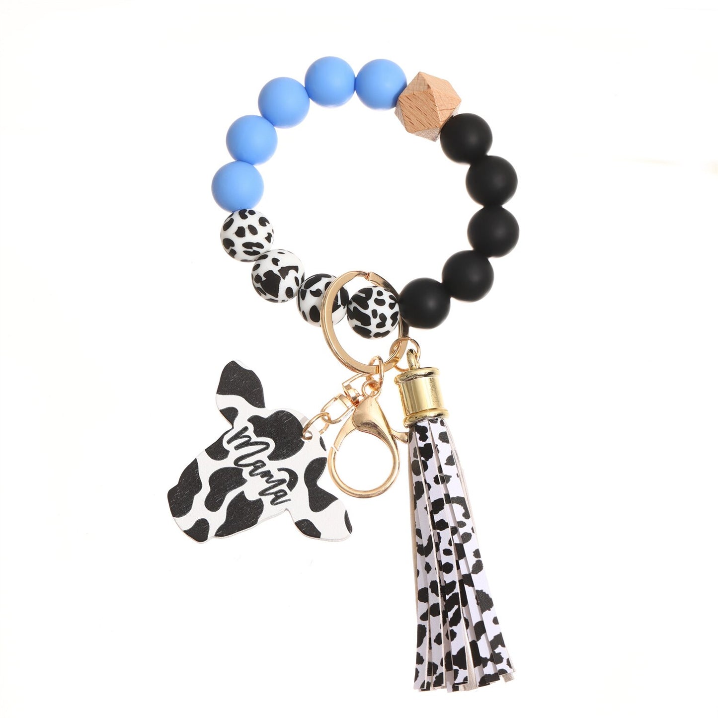 New Trendy Elegant Silicone Beads Bracelets Bangles for Women Key Chain Keychain Candy Color Large Beaded Bangle Charm Jewelry