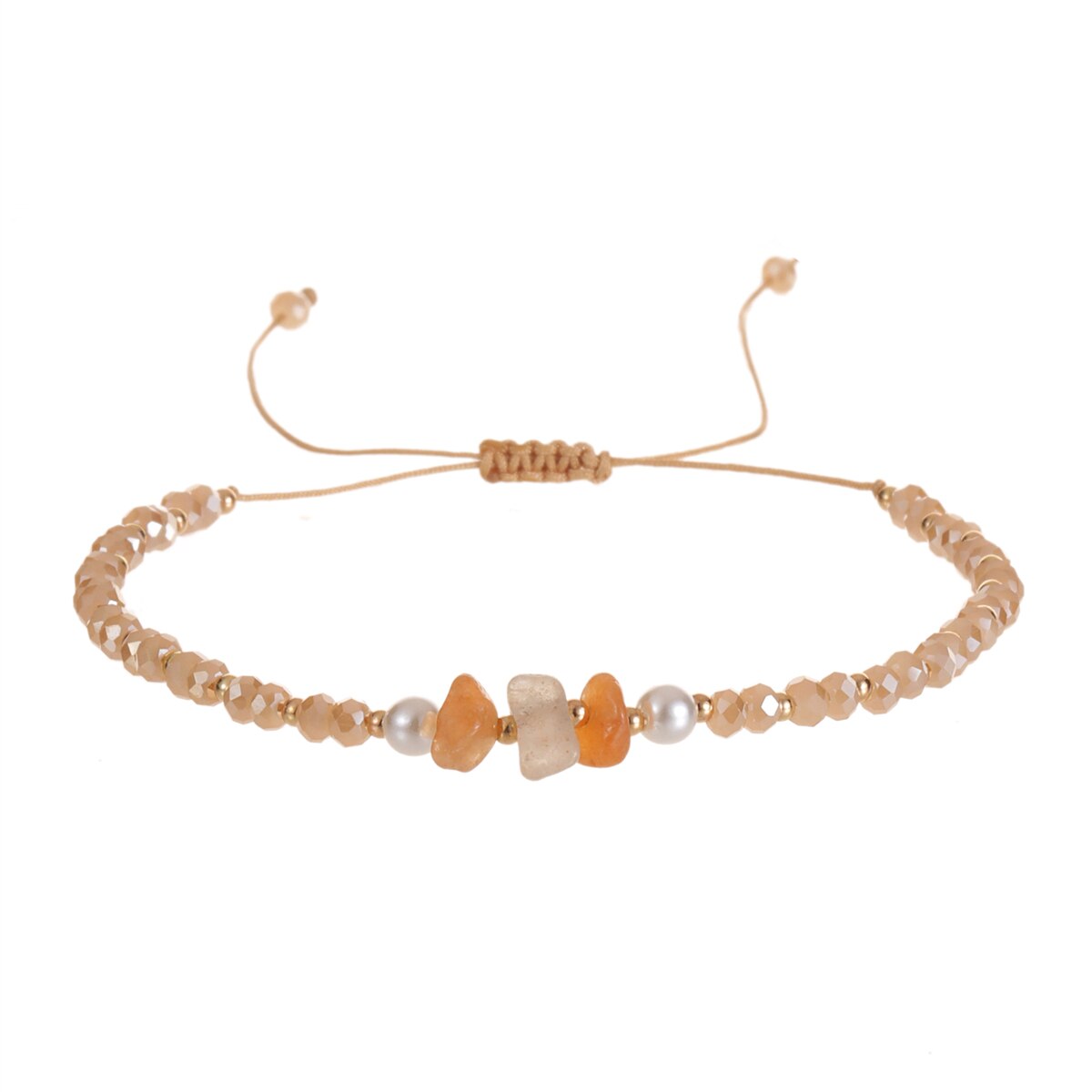Faceted Crystal Bead Natural Stone Pendant Bracelet Adjustable Hand Woven Bracelet for Women Men Suitable Gifts Party Jewelry