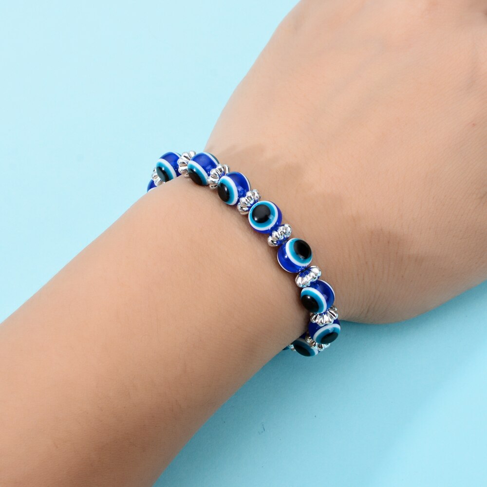 2023 New Turkish Evil Eye Elastic Bracelet Charms Crystal Beaded Bracelets for Girl Kids Jewelry Gift Wholesale
