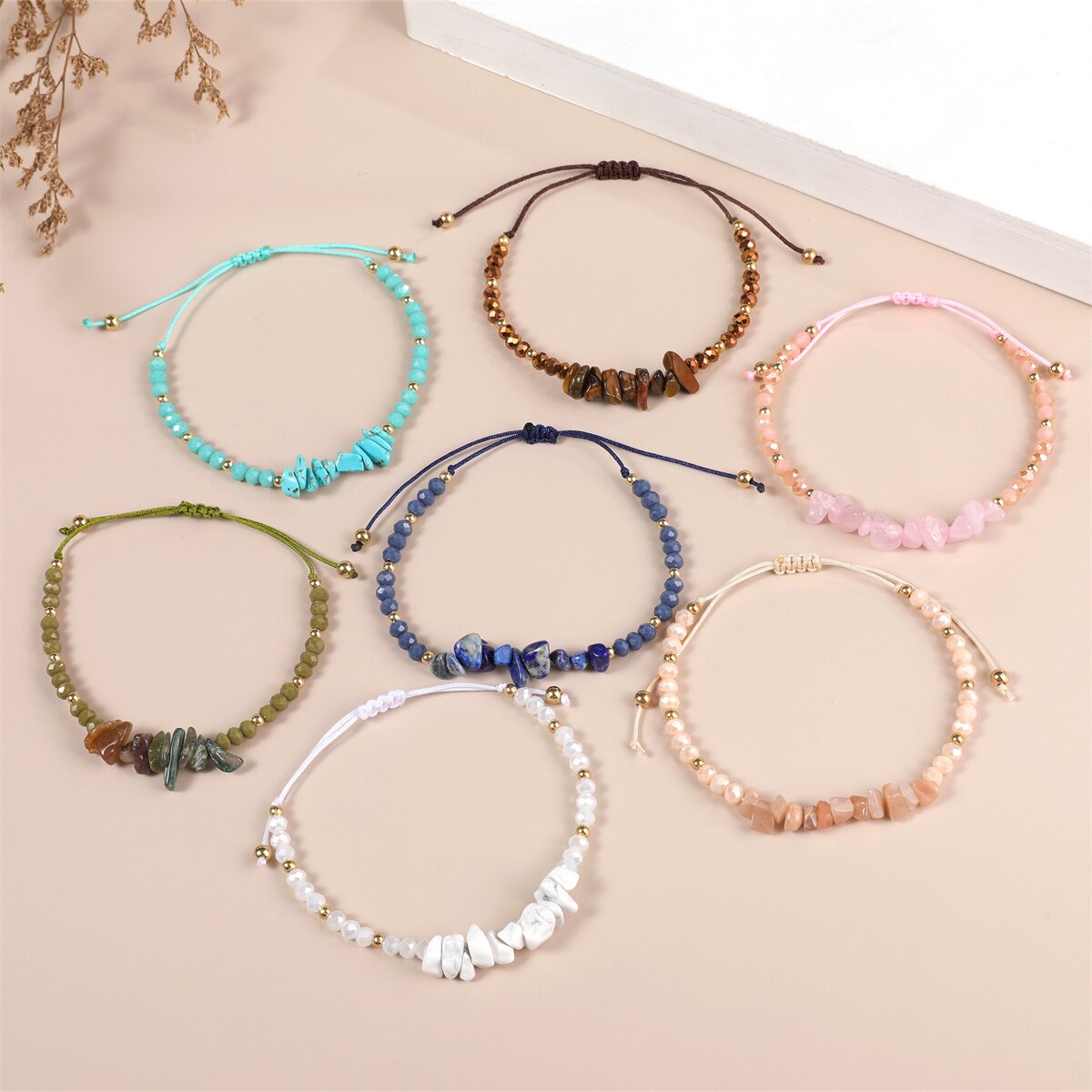 Natural Stone Amethyst Agate Charms Bracelet Women Men Boho Adjustable Hand Braided Chain Healing Yoga Jewelry