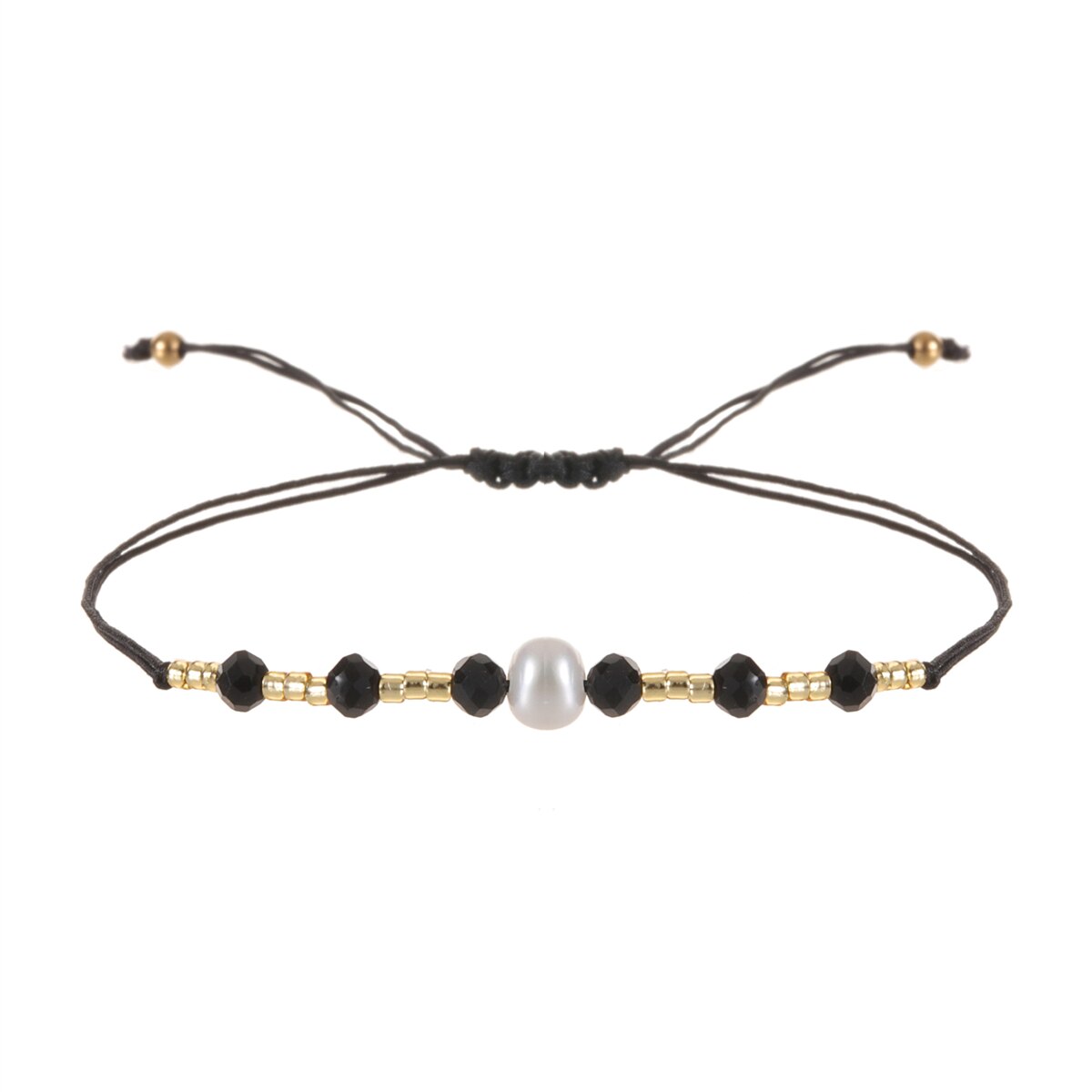 Handmade Pearl Bracelet & Bangle for Women Men Faceted Crystal Beads Pendant Adjustable Charm Stacking Femme Pulsera