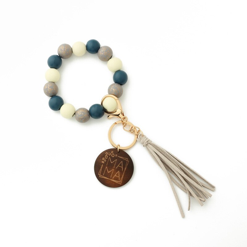 2023 New Leopard Print Wooden Bead Hand Beads Spotted Wooden Bead Bracelet Handmade Tassel Bracelets Keychain