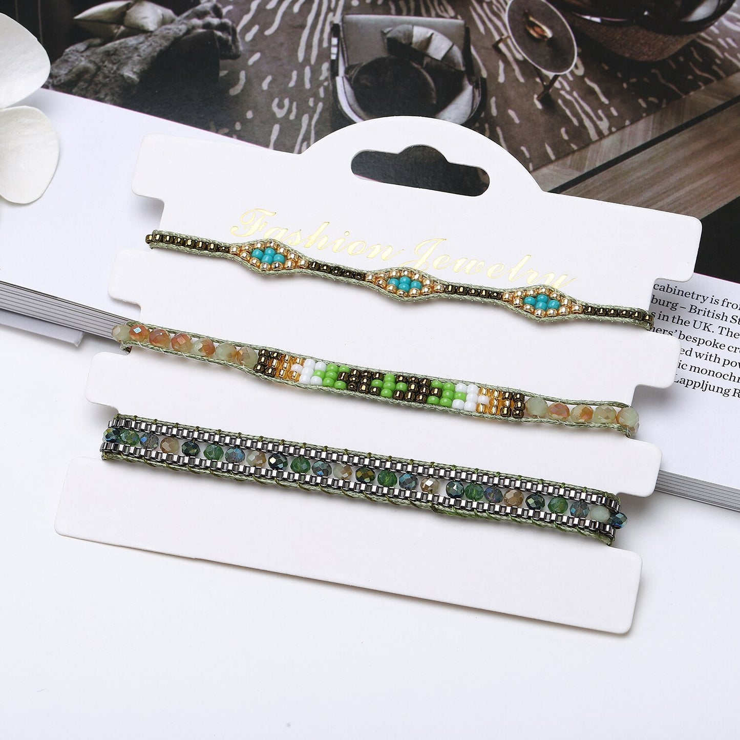 3pcs/lot Bohemia Woman Men Handmade Weave Adjustable Rope Chain Crystal Charms Bracelets Wrap Bracelet Bangle Wristband Jewelry