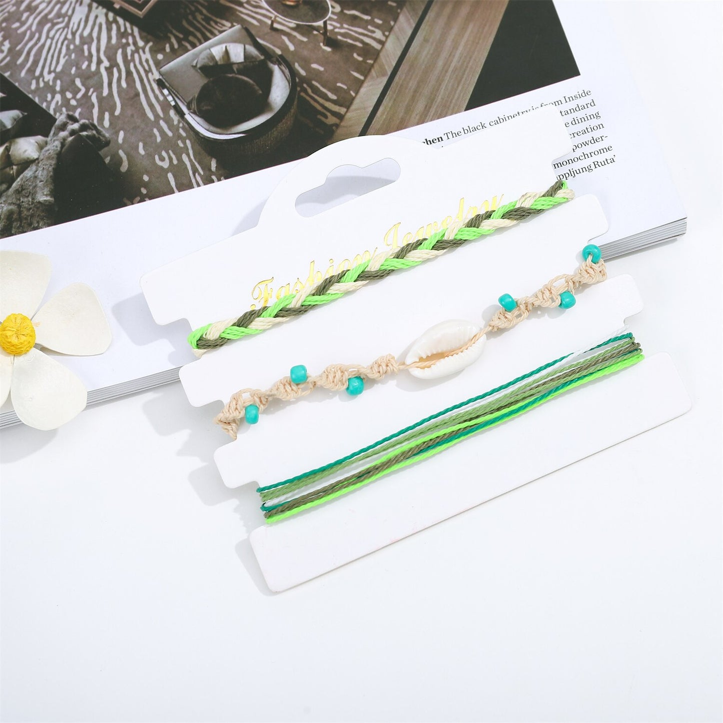 3pcs Summer Beach Shell Friendship Bracelets Adjustable Woven Braided Bracelet Surfer String Bracelets Wrist Cord for Women Men