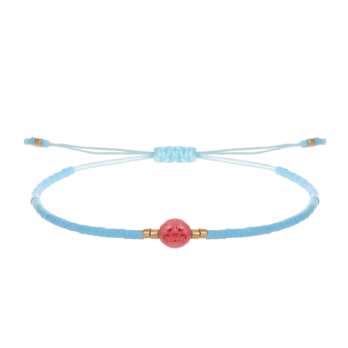 1pc Natural Stone Beads Pendant Charm Braided Bracelets for Women Girls Handmade Adjustable Chain Party Jewelry