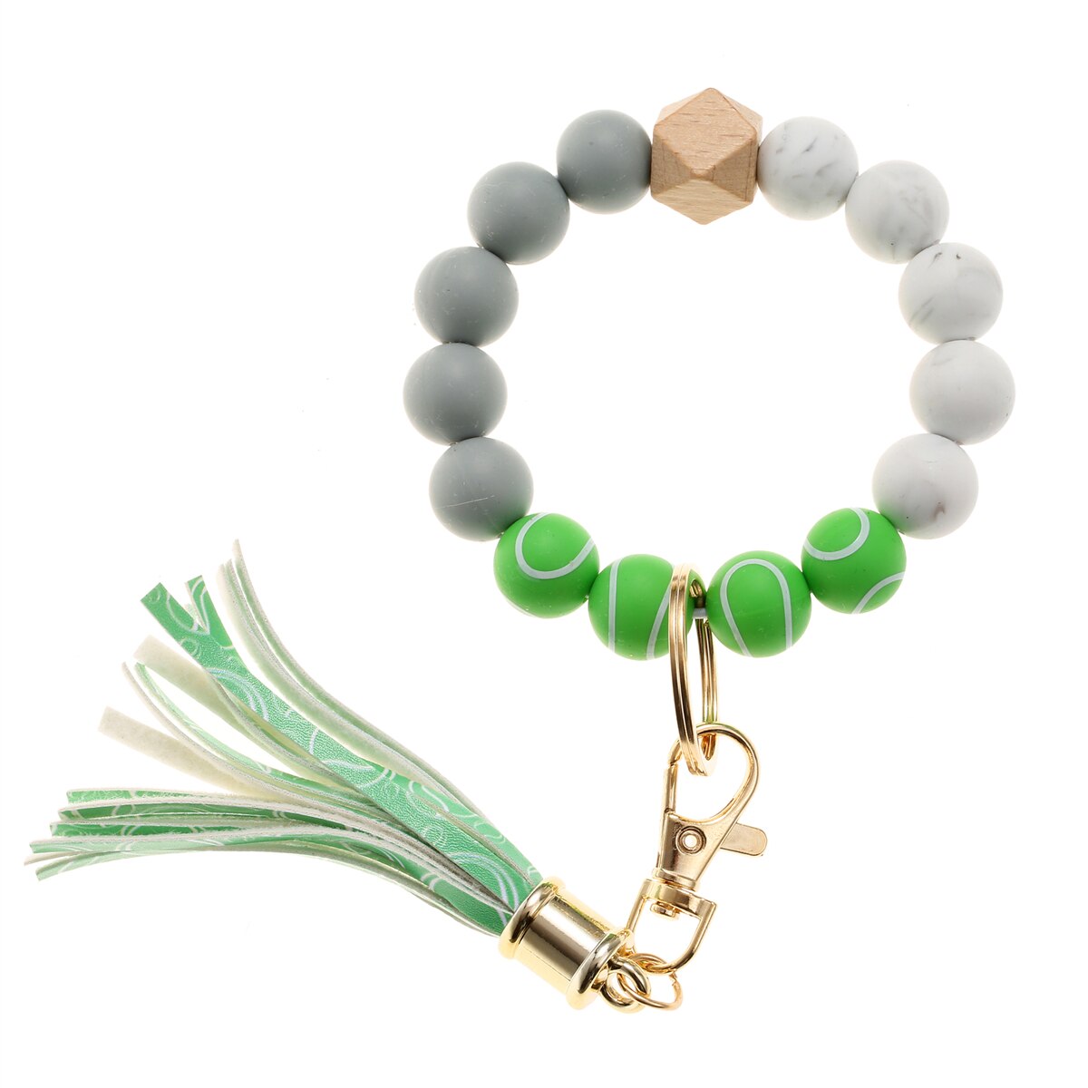Fashion Silicone Key Ring Bracelets Wristlet Keychain Car Beaded Key Ring Bangle Chains for Women