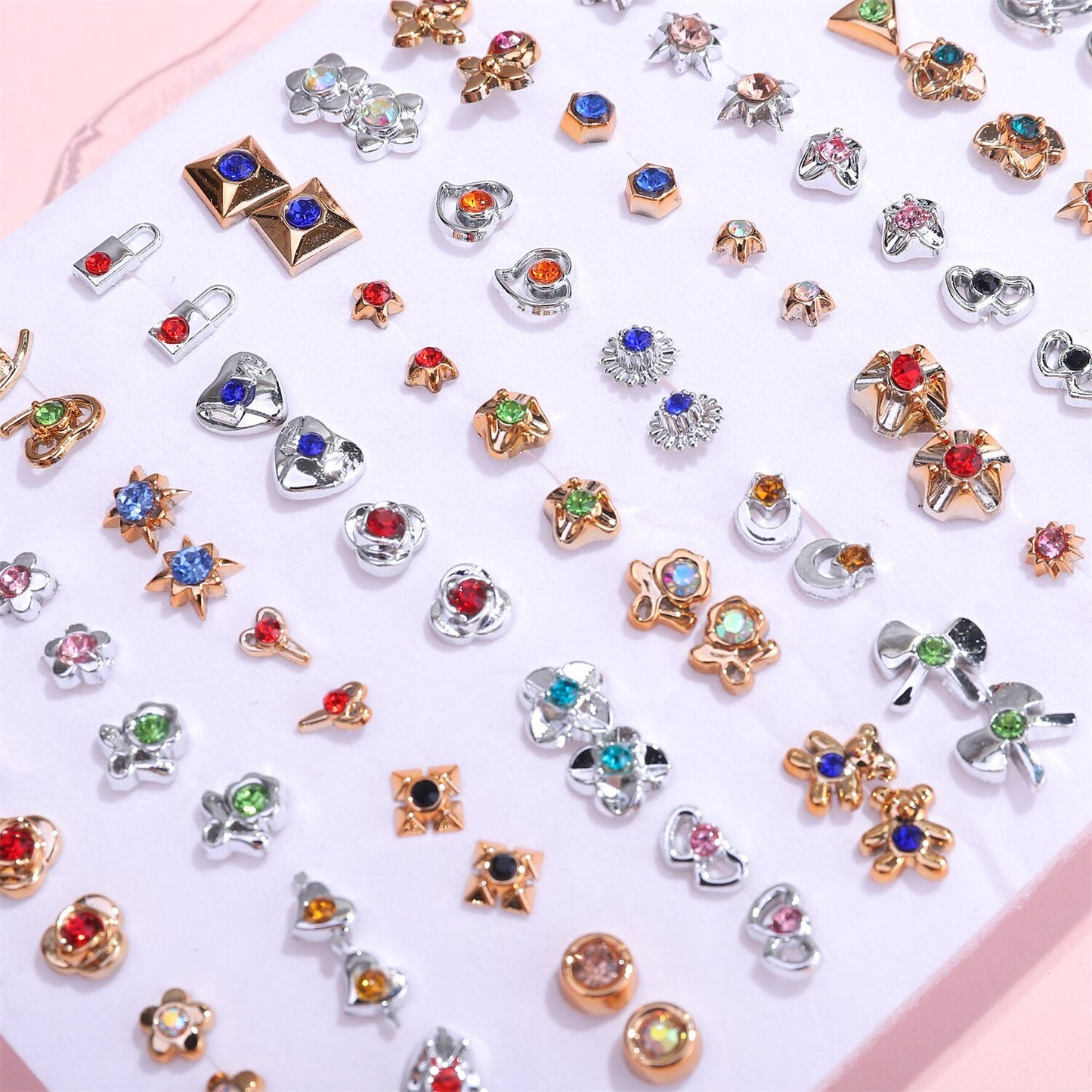 36 Pairs/lot Mix Small Stud Earrings for Women Girls Acrylic Crystal Heart Star Flower Insect Fruit Animal Earring Kids Jewelry