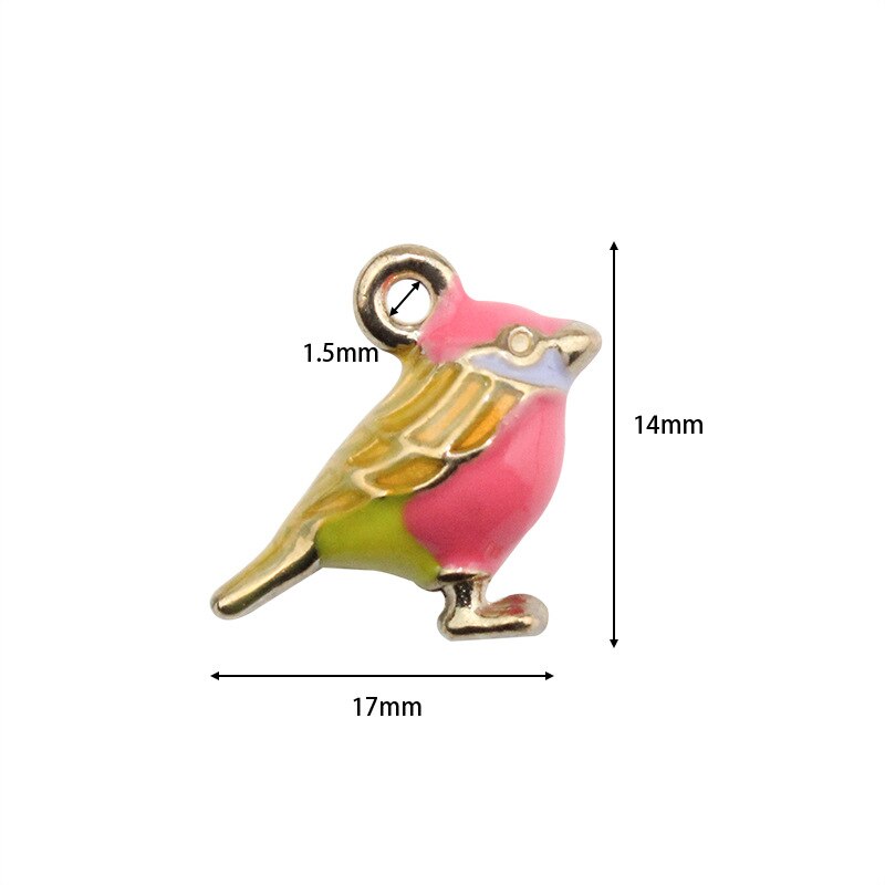 10pcs Drip Oil Alloy Bird Pendant DIY Accessories for Necklace Earrings Jewelry Making Color Enamel Three-dimensional Pendant