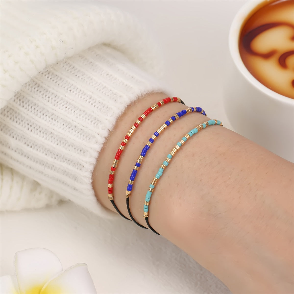 1pc Boho Glass Seeds Beaded Bracelets for Women Men Beads Bracelets Anklet Wrist Strap Ankle Jewelry Gift