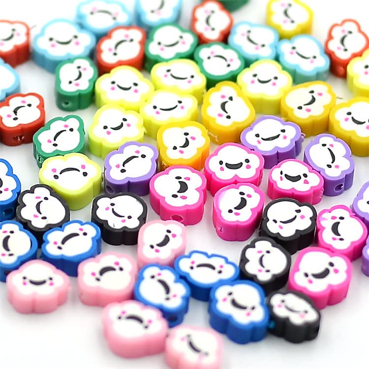 50pcs/lot Cartoon Flowers Evil Eye Polymer Clay Spacer Beads for Women Girls Jewelry Making DIY Bracelet Necklace Accessories