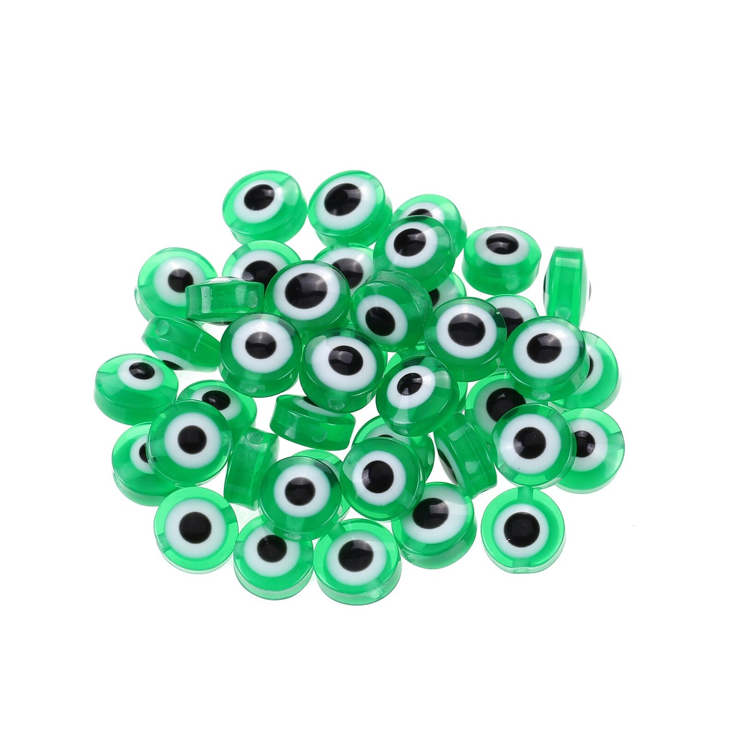 100pcs Evil Eye Beads Royal Blue Resin Lampwork Evil Eye 8MM Beads with Elastic Rope for DIY Crafts Making Accessories