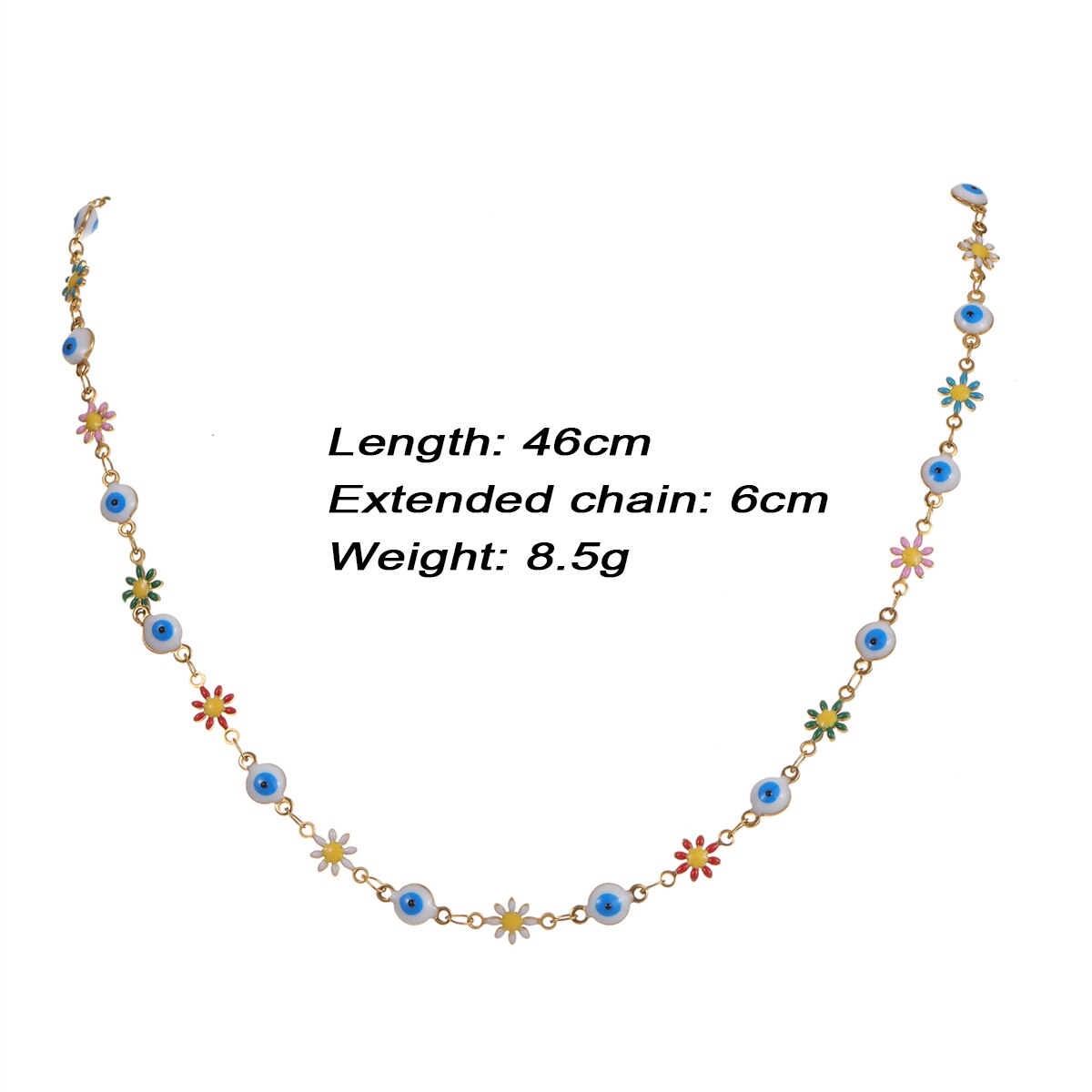 Minimalist Fashion Evil Eye Beads Necklace for Women Girls Flower Stars Stainless Steel Chain Necklace Jewelry