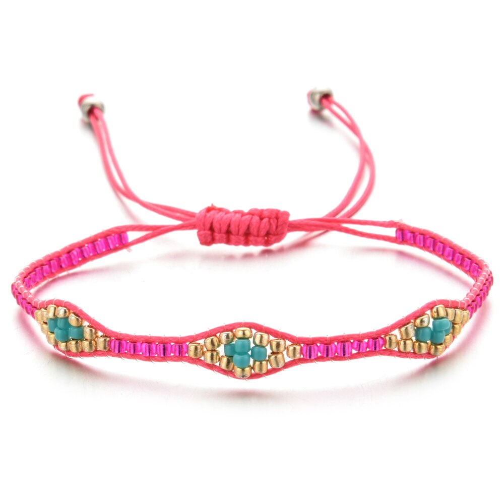 Bohemia Weave Bracelets for Women Adjustable Rope Chain Crystal Charms Braided Yoga Bracelet Bangle Jewelry Gift Wholesale