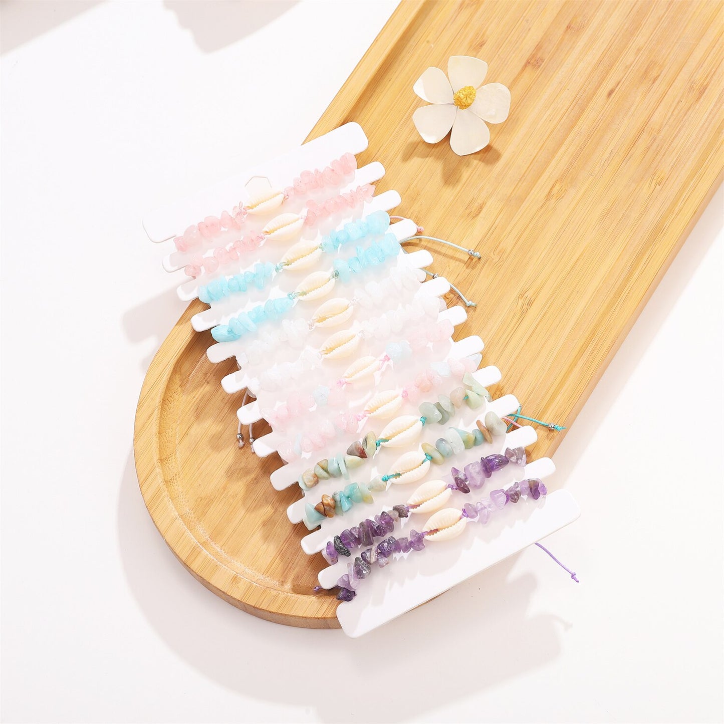 12pcs/lot Women Natural Stone Quartz Stone Bracelets&Bangles Braided Adjustable Chain Bracelet Anklet Wristband Jewelry