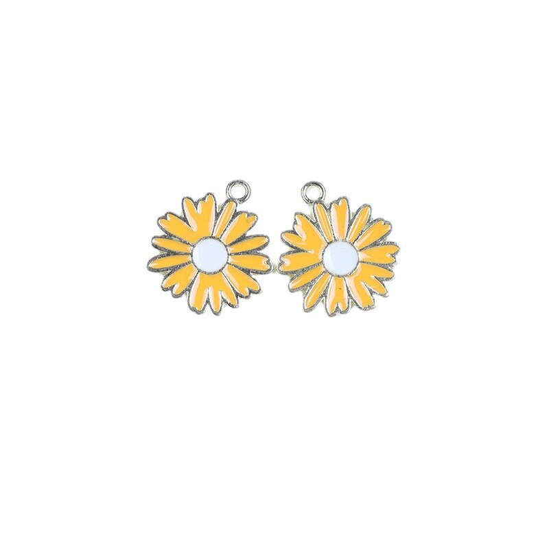 2pcs/lot Metal Drip Oil Sunflower Daisy Plant Pendants for DIY Making Earrings Necklaces Jewelry DIY Accessories Wholesale