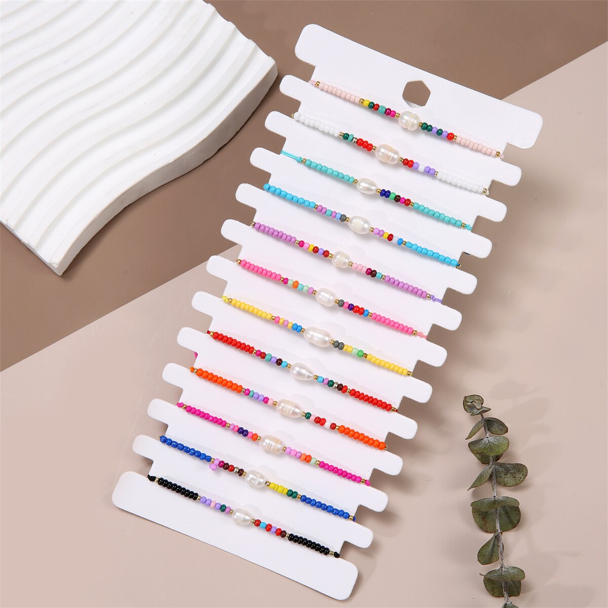boho 12pcs/lot Colorful Czech Seed Beads Charms Bracelet Hand Woven Stackable Pearl Pendant Anklets Bracelets Jewelry Gift